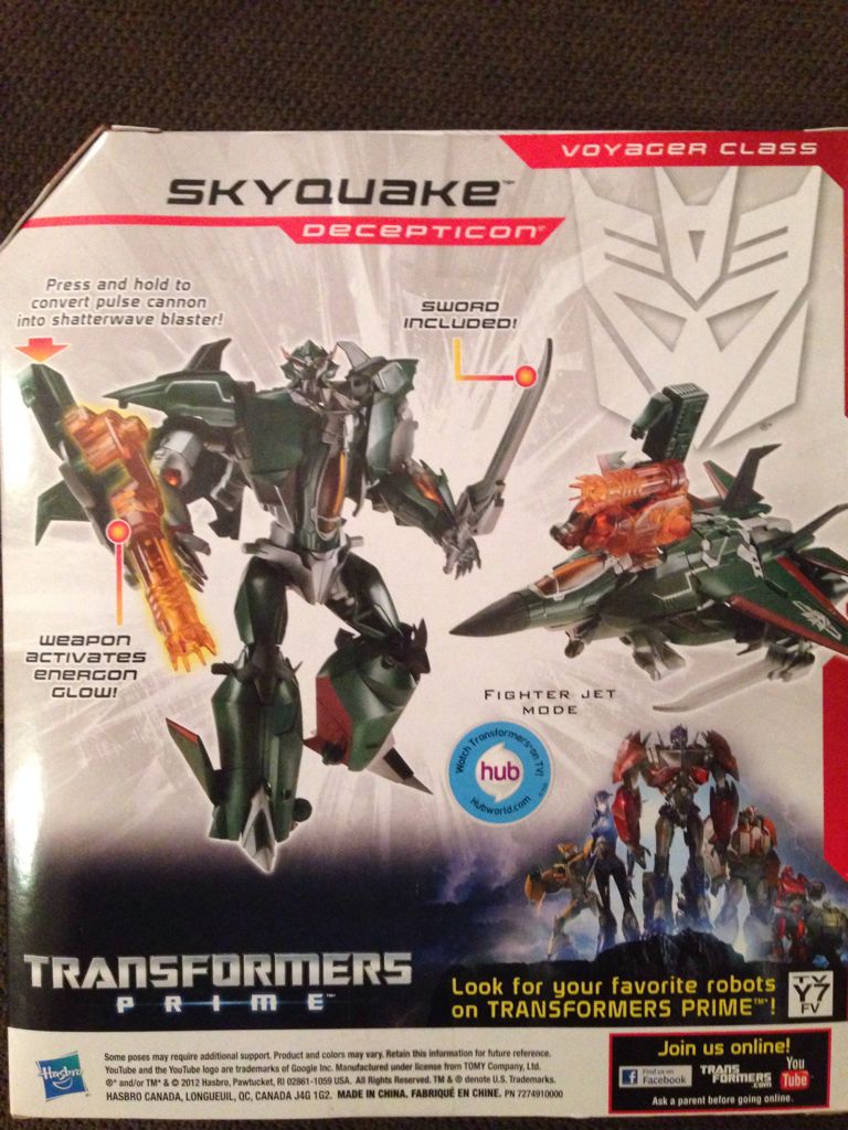 Transformers Prime Skyquake - Hasbro (Transformers Prime) action figure collectible [Barcode 653569766698] - Main Image 2