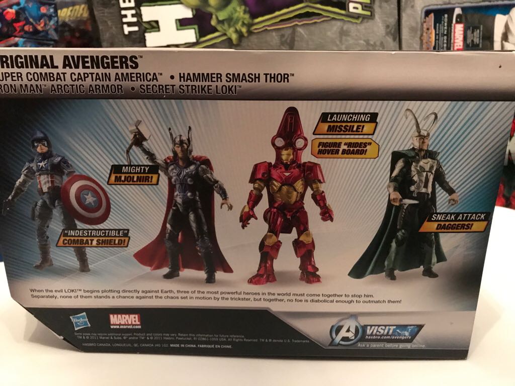 Marvel Universe 3.75 - Avengers Original - Cap, Loki, Thor, Iron Man  action figure collectible [Barcode 653569773054] - Main Image 2