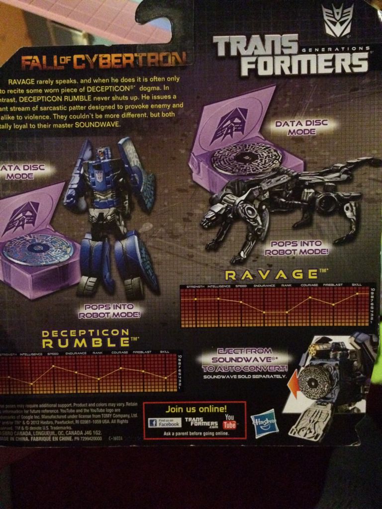 Rumble Transformers Generations Fall Of Cybertron: - Takara Tomy (Takara Tomy) action figure collectible [Barcode 653569780885] - Main Image 2
