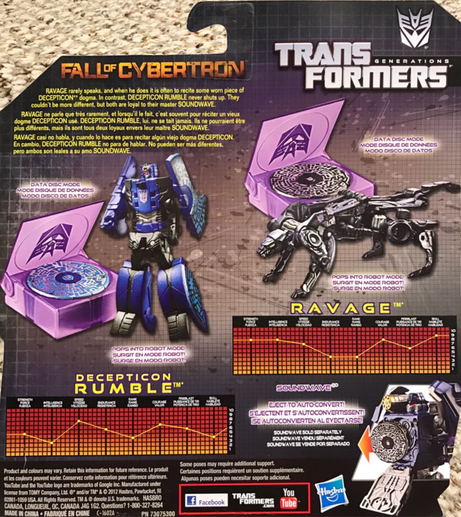 Deception Ravage And Rumble - Hasbro (Transformers Generations (Fall Of Cybertron)) action figure collectible [Barcode 653569804116] - Main Image 2
