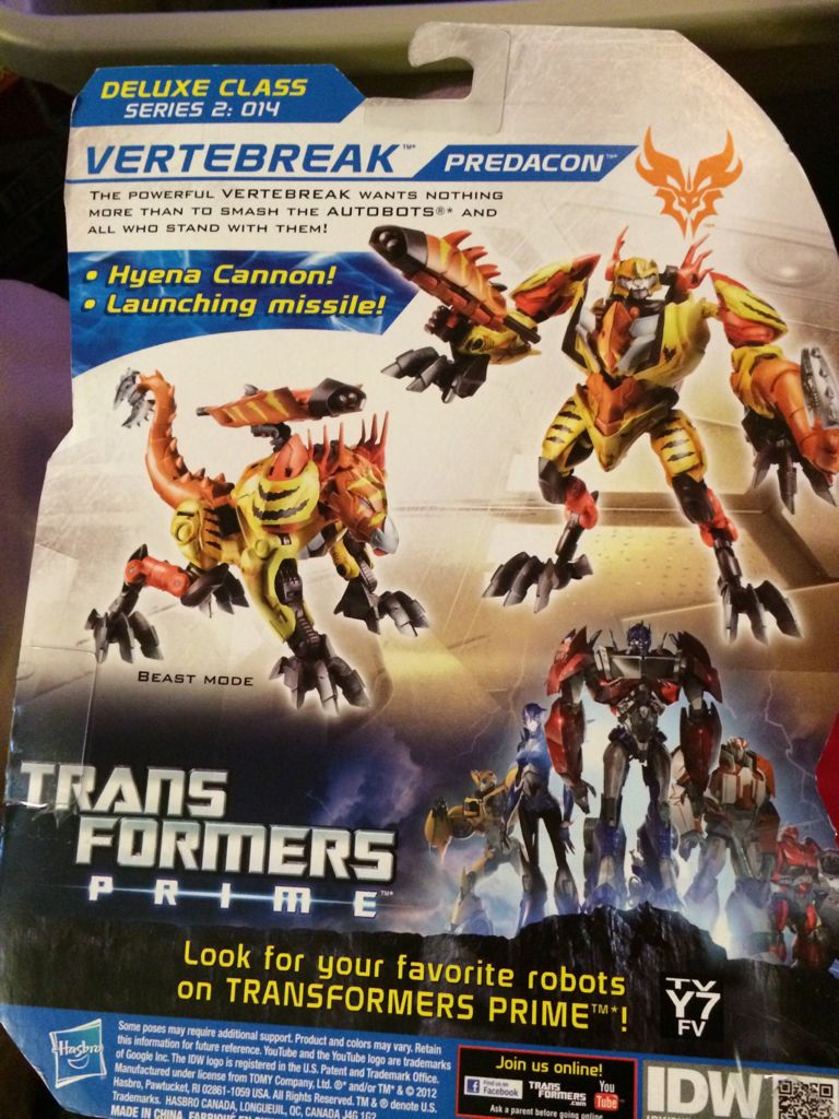 Transformers Prime Beast Hunters: Vertebreak - Hasbro (Deluxe Class) action figure collectible [Barcode 653569858225] - Main Image 2