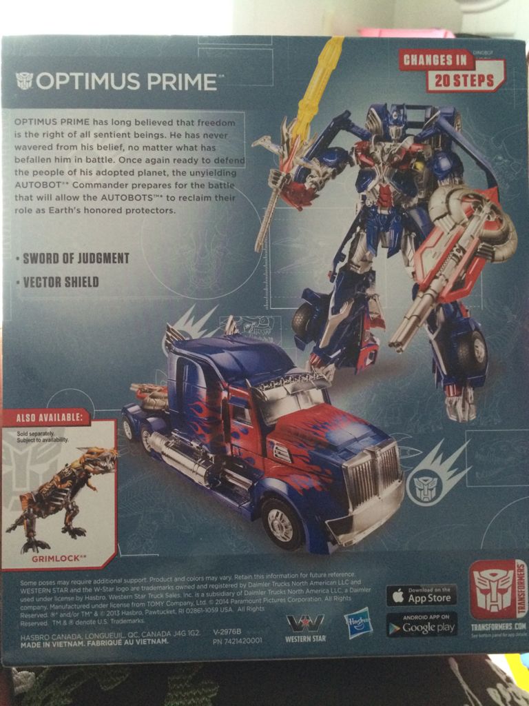 Transformers Age Of Extinction: Optimus Prime - Hasbro (Leader Class) action figure collectible [Barcode 653569915010] - Main Image 2