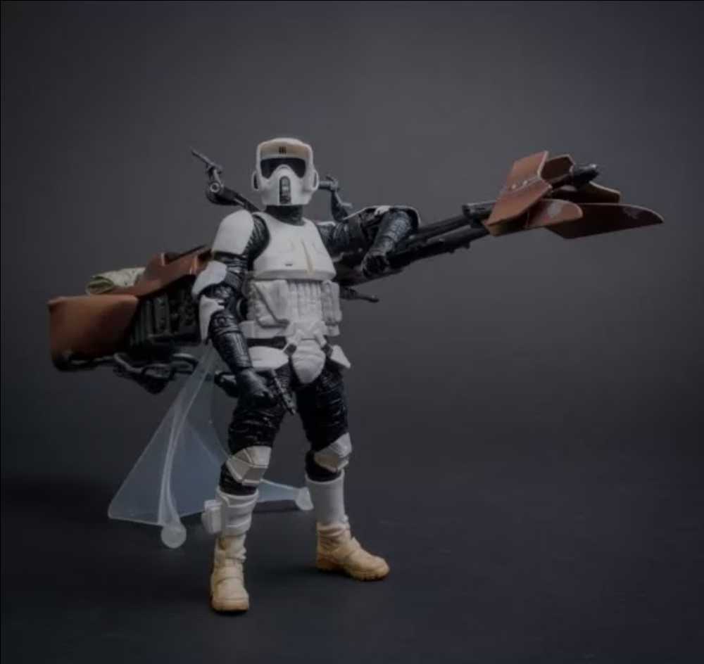 (D) Speeder Bike & Biker Scout - Hasbro (Star Wars Black 6”) (Star Wars Black 6 inch) action figure collectible [Barcode 653569944218] - Main Image 3