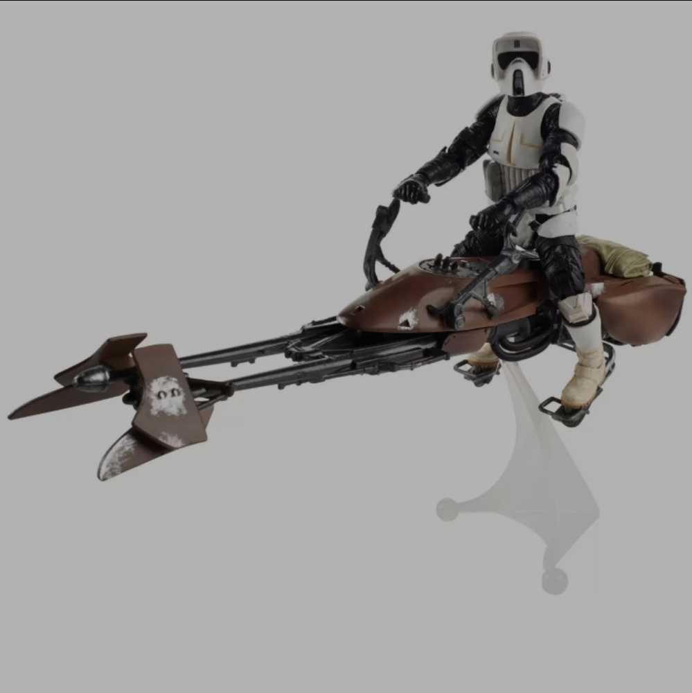(D) Speeder Bike & Biker Scout - Hasbro (Star Wars Black 6”) (Star Wars Black 6 inch) action figure collectible [Barcode 653569944218] - Main Image 4