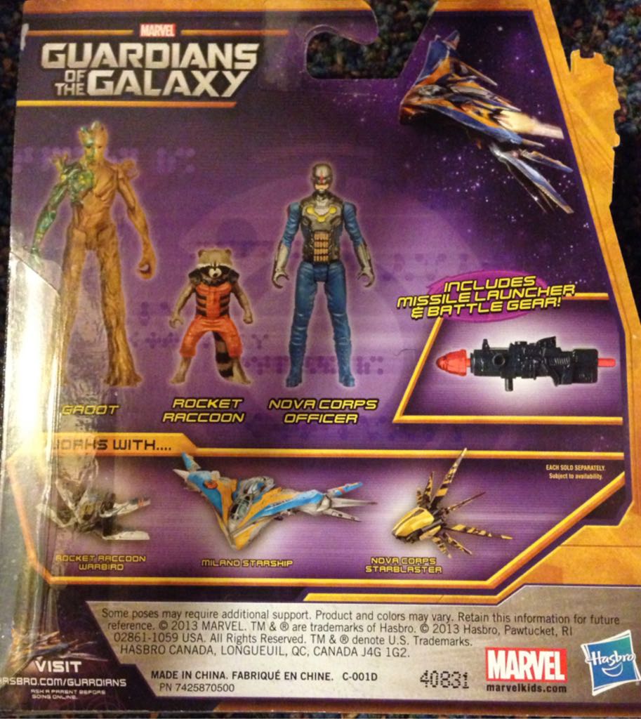 Groot & Rocket Raccoon & Nova Corps Officer - Hasbro action figure collectible [Barcode 653569956419] - Main Image 2