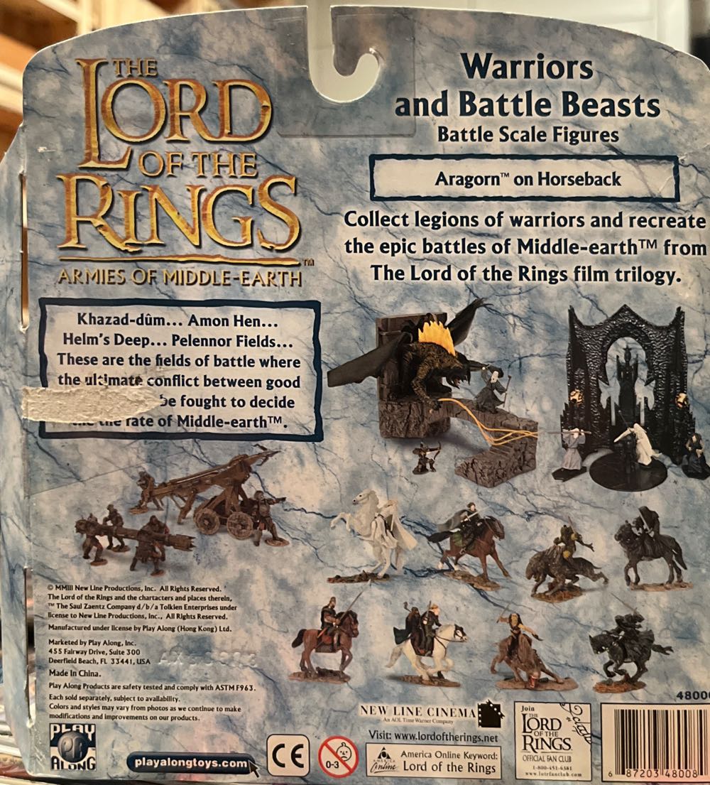 Aragorn on Horseback - Toy Biz (Two Towers) (Lord of the Rings - Armies of Middle-Earth) action figure collectible [Barcode 687203480084] - Main Image 3