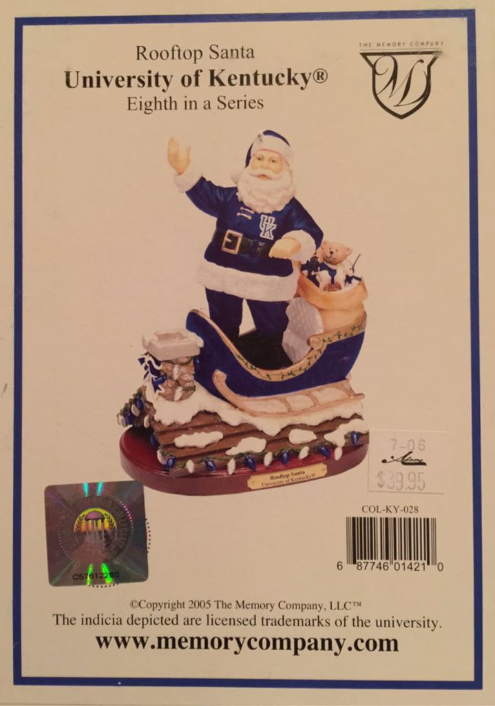 Kentucky Rooftop Santa - The Memory Company (Collegiate Collectibles) action figure collectible [Barcode 687746014210] - Main Image 2