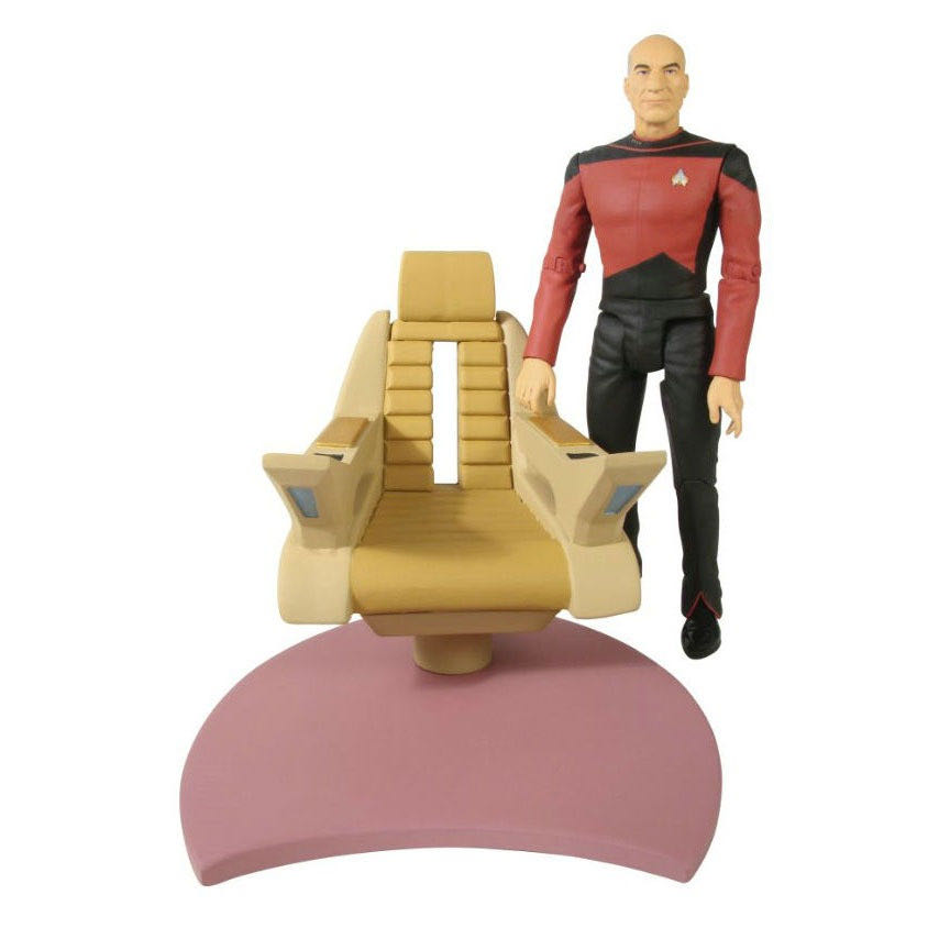 Captain Jean Luc Picard With Command Chair (Star Trek The Next Generation) - Art Asylum / Diamond Select (Star Trek Deluxe) action figure collectible [Barcode 699788176757] - Main Image 2