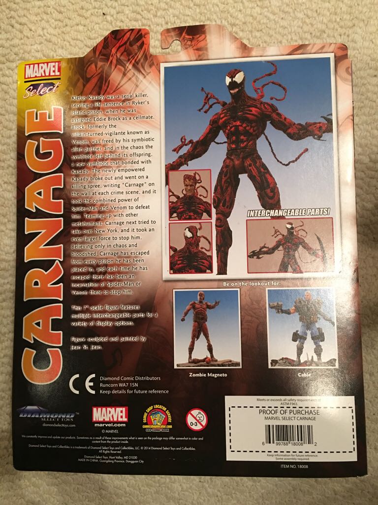 Carnage - Diamond Select Toys (Marvel Select) action figure collectible [Barcode 699788180082] - Main Image 2