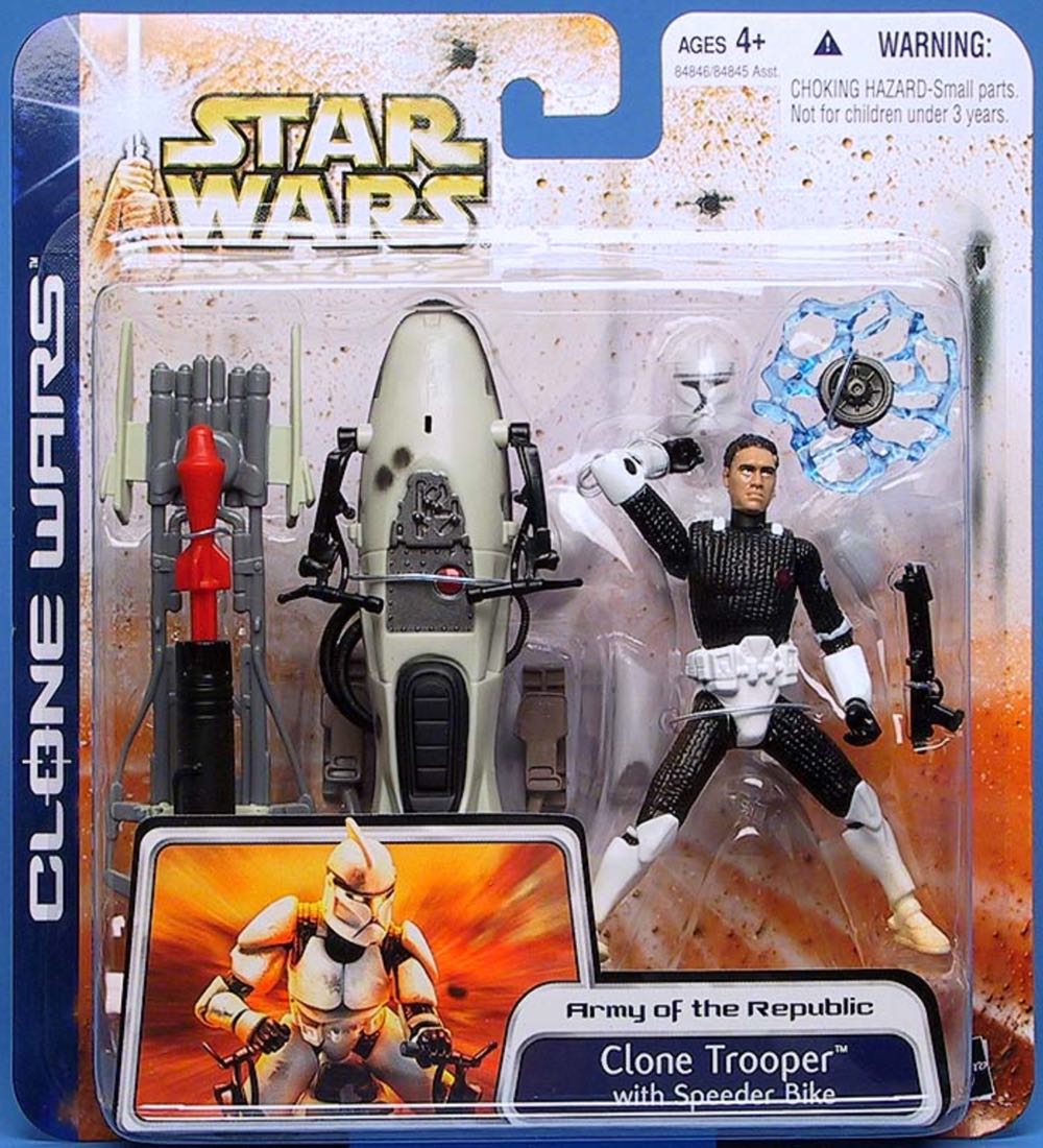 Clone Trooper w/ Speeder Bike (Army Of The Republic) - Hasbro (Deluxe Figure) action figure collectible [Barcode 076930848463] - Main Image 2