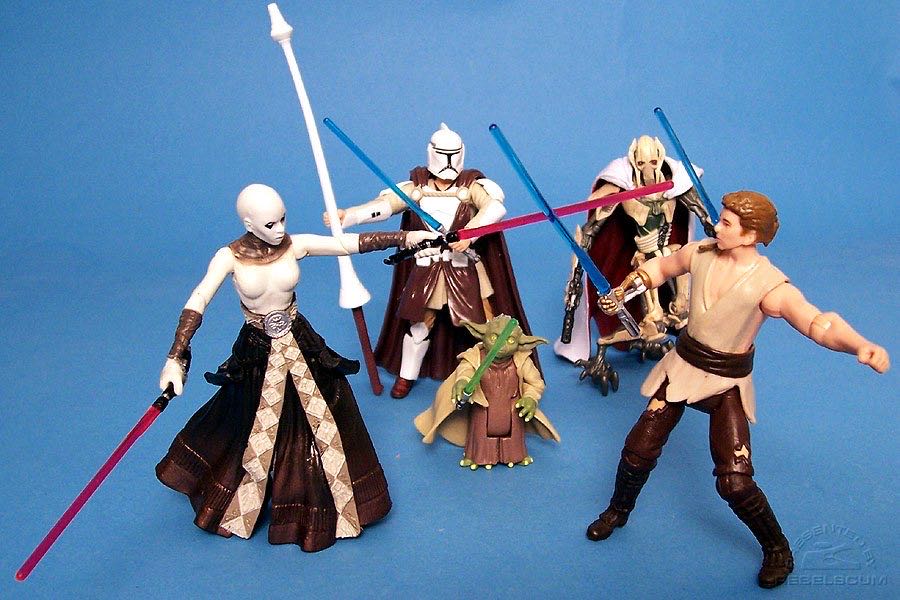Yoda , Anakin Skywalker , Asajj Ventress , General Grievous , and Obi-Wan Kenobi - Star Wars (Battle Pack Jedi vs. Sith) - Hasbro (Star Wars) action figure collectible [Barcode 653569054979] - Main Image 3