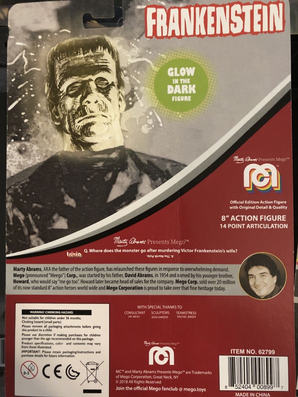 MEGO Frankenstein (Glow In The Dark) - MEGO Corp. (Universal Monsters) action figure collectible [Barcode 852404008997] - Main Image 2