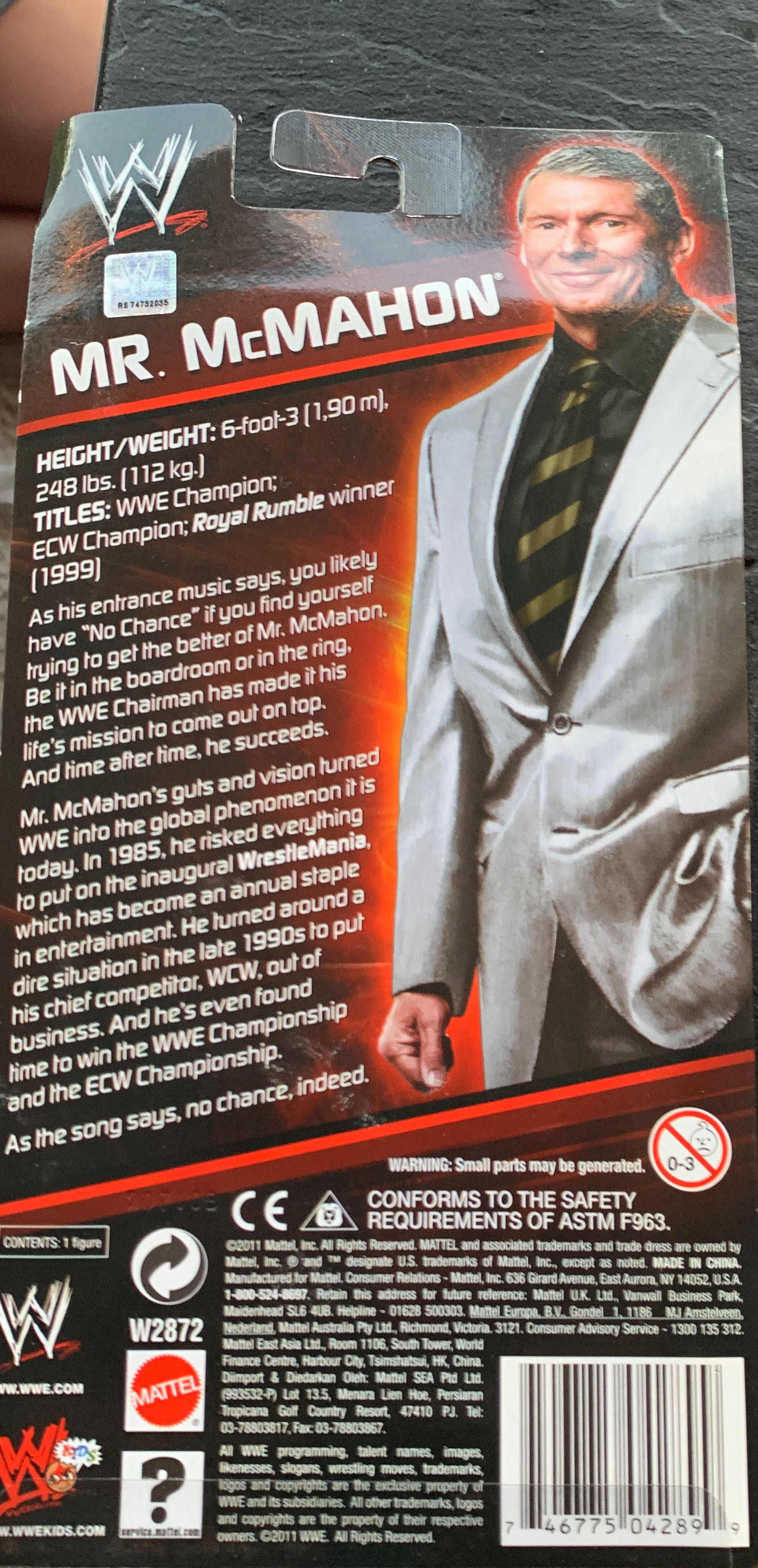 Vince McMahon - Mattel Wwe (WWE Mattel Basic) action figure collectible [Barcode 746775042899] - Main Image 2