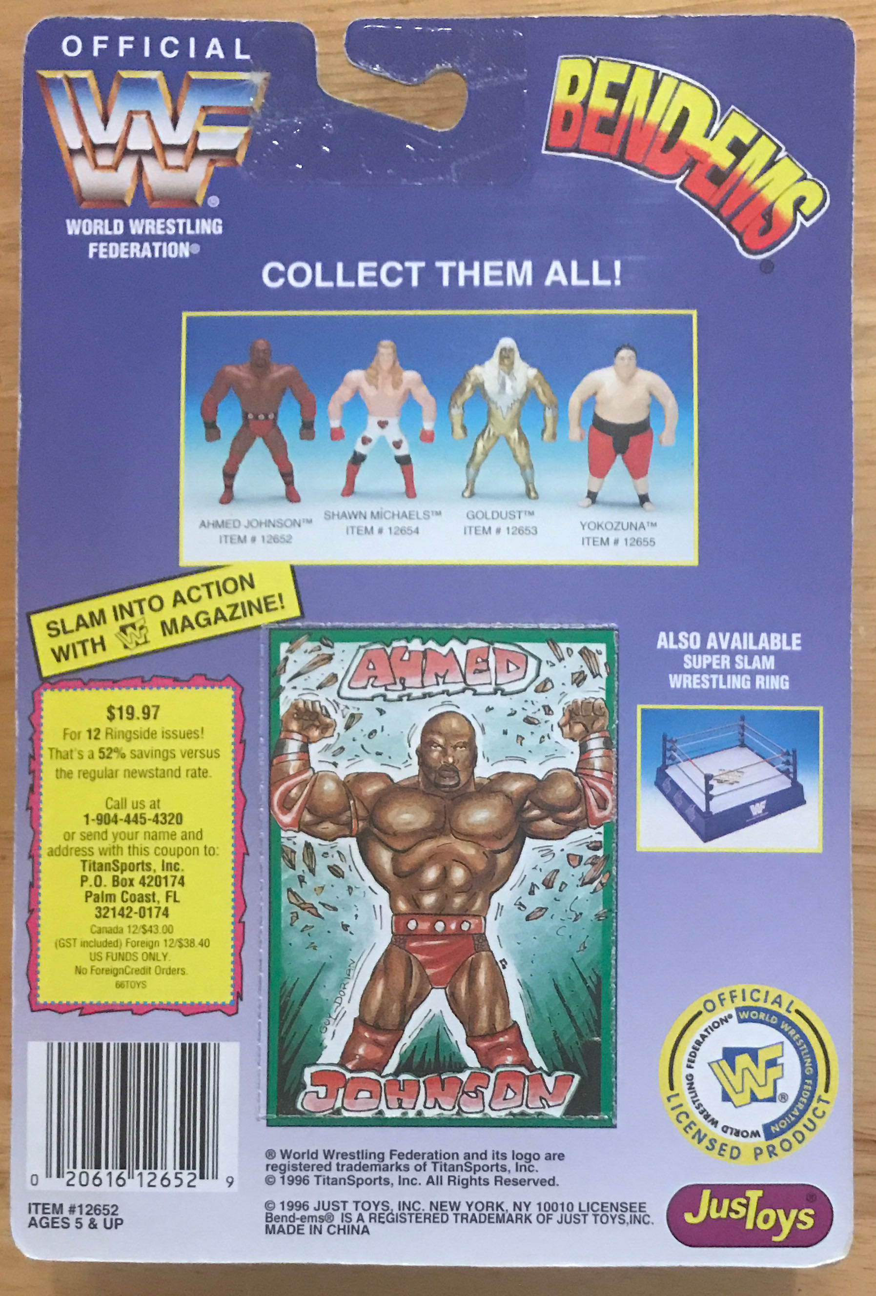 WWF JustToys Bend-Ems Series 3 Ahmed Johnson - WWF JustToys Bend-Ems (WWF JustToys Bend-Ems Series 3) action figure collectible [Barcode 020616126529] - Main Image 2
