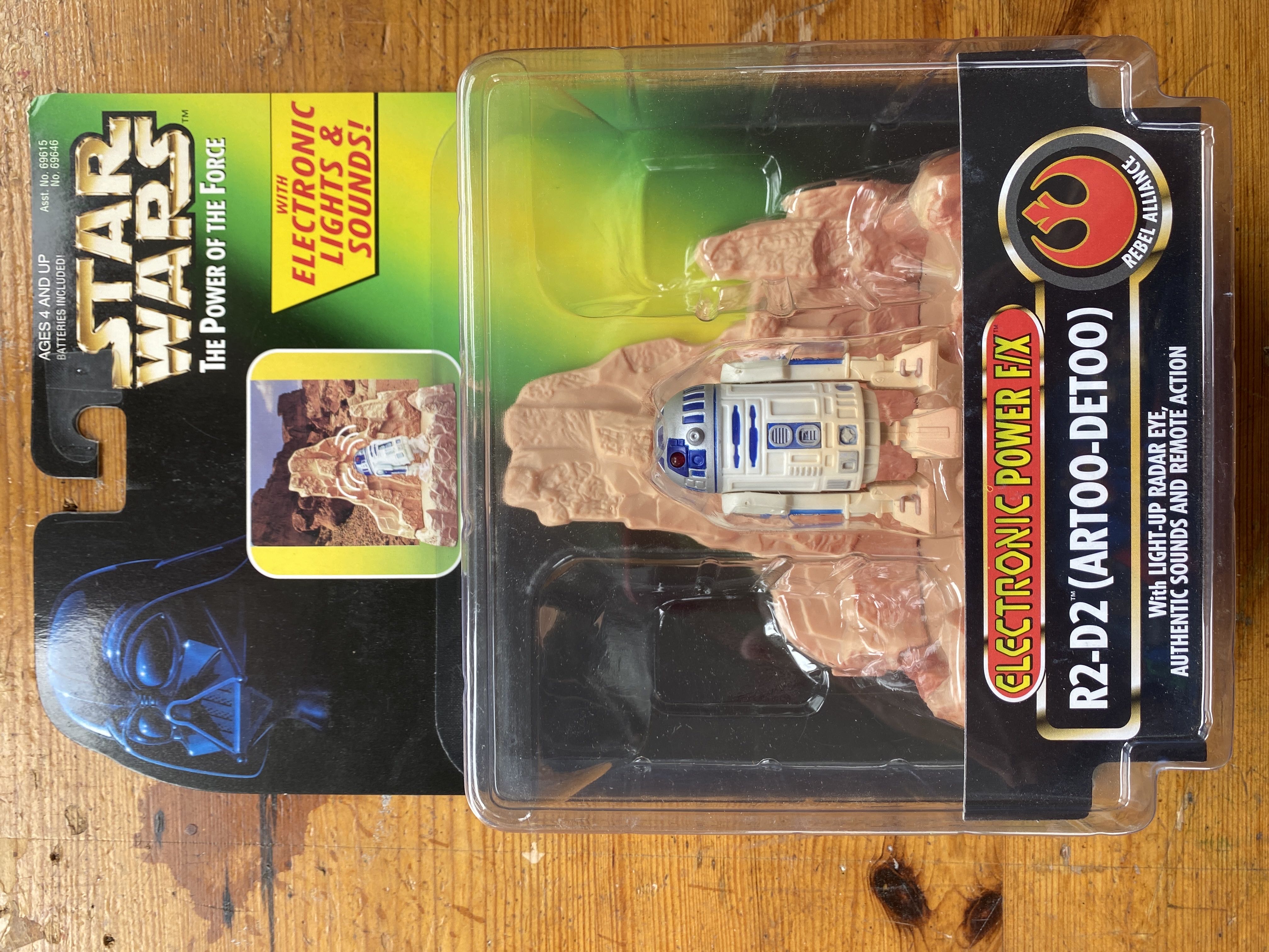 R2-D2 w/ Light-Up Radar Eye, Authentic Sounds & Remote Action - Hasbo / Kenner (Star Wars The Power Of The Force (Green Card)) action figure collectible [Barcode 076281696461] - Main Image 1