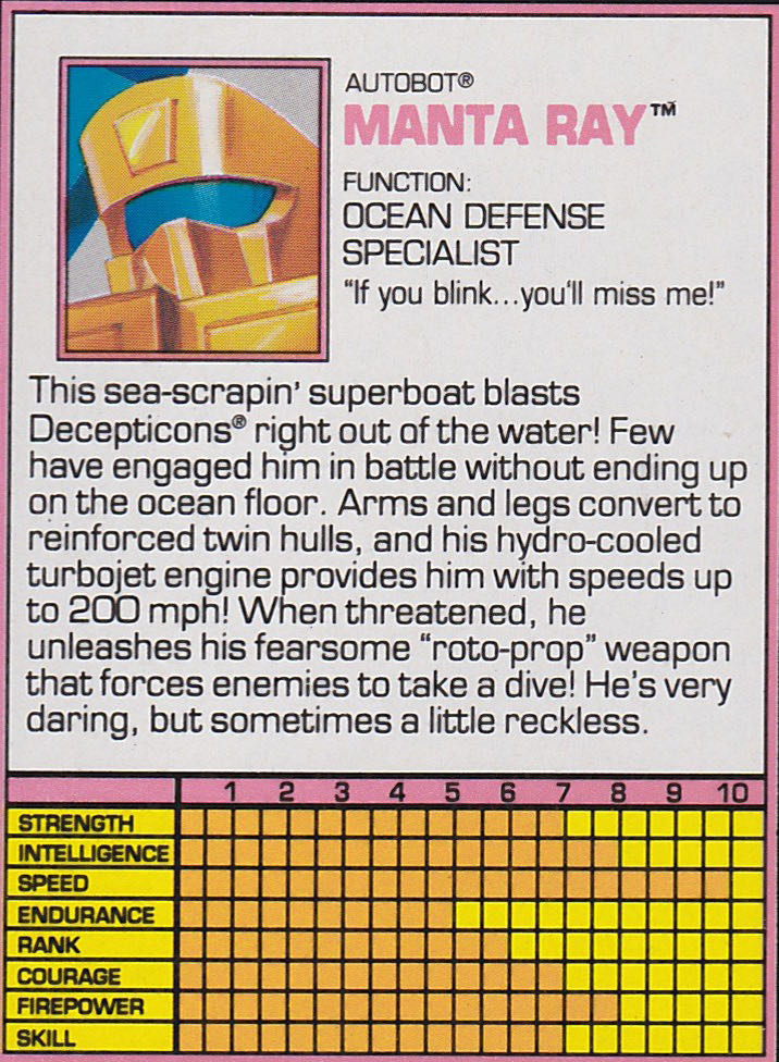 Transformers G2 Manta Ray Rotor Force - Hasbro Takara Tomy (Transformers Generation 2) action figure collectible - Main Image 9