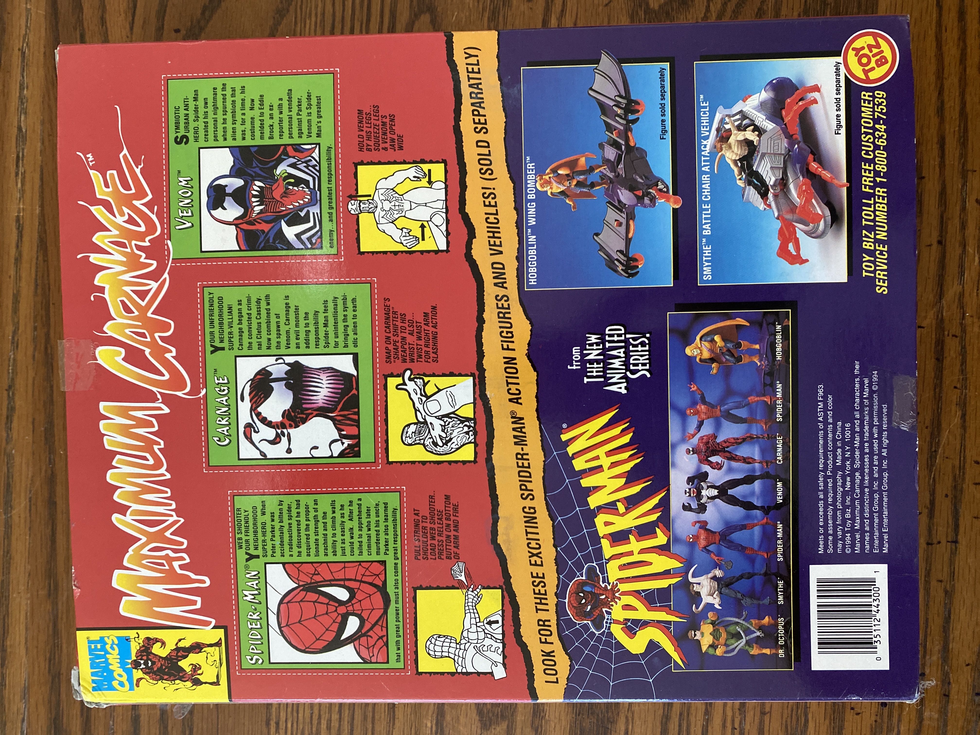 Maximum Carnage Triple Threat (Spider-Man, Carnage, Venom) - Toy Biz (Marvel: Toybiz: Spider-man: 6”) action figure collectible [Barcode 035112443001] - Main Image 2