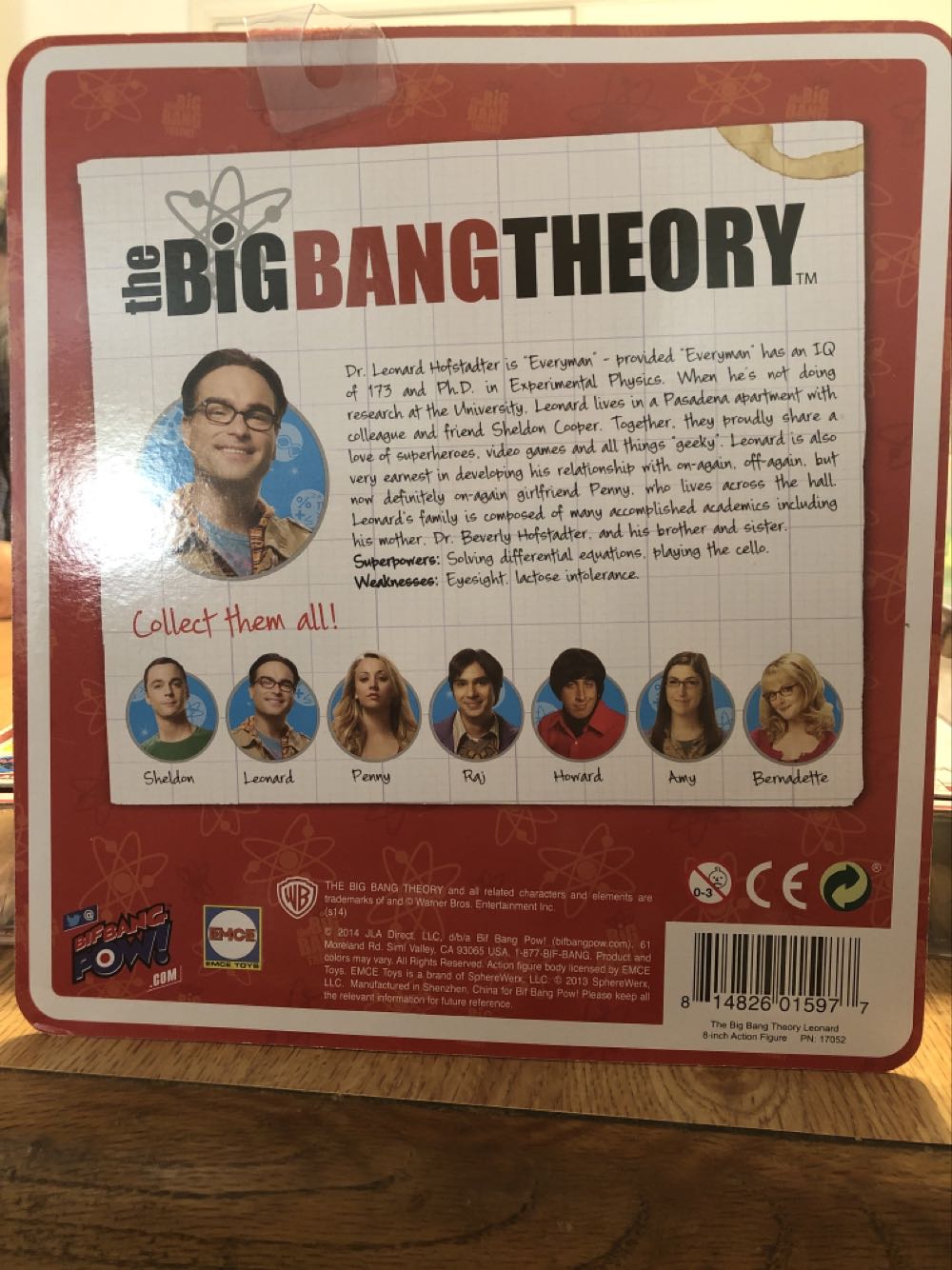Leonard Hofstadter - Bif Bang Pow!/EMCE (Big Bang Theory) action figure collectible [Barcode 814826015977] - Main Image 2