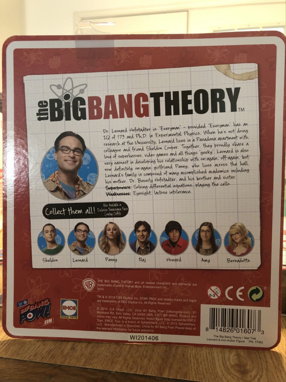 Leonard Hofstadter - Bif Bang Pow!/EMCE (Big Bang Theory) action figure collectible [Barcode 814826016073] - Main Image 2