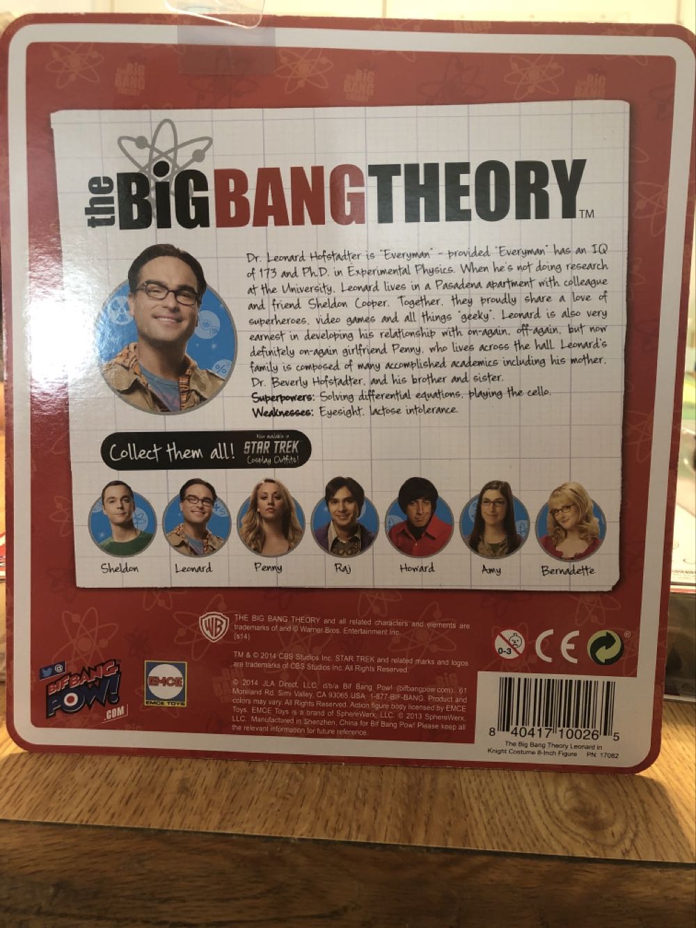 Leonard Hofstadter - Bif Bang Pow!/EMCE (Big Bang Theory) action figure collectible [Barcode 840417100265] - Main Image 2