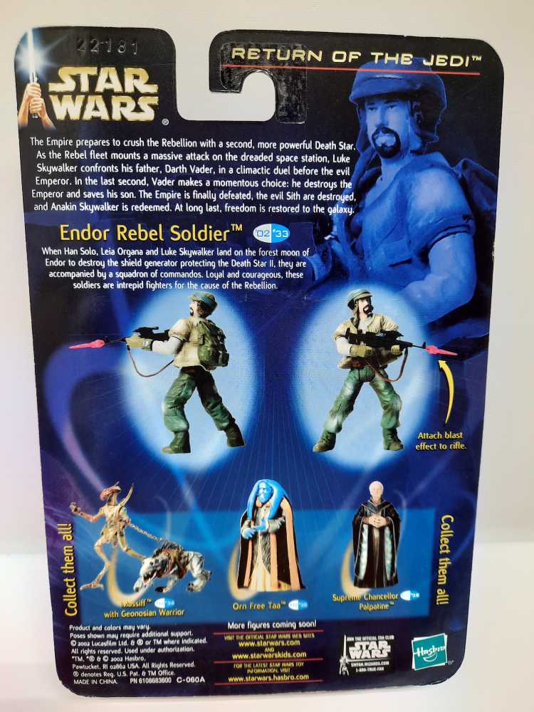 Endor Rebel Soldier (With Beard) - Star Wars (Return Of The Jedi) - Hasbro (Star Wars) action figure collectible [Barcode 076930848029] - Main Image 3