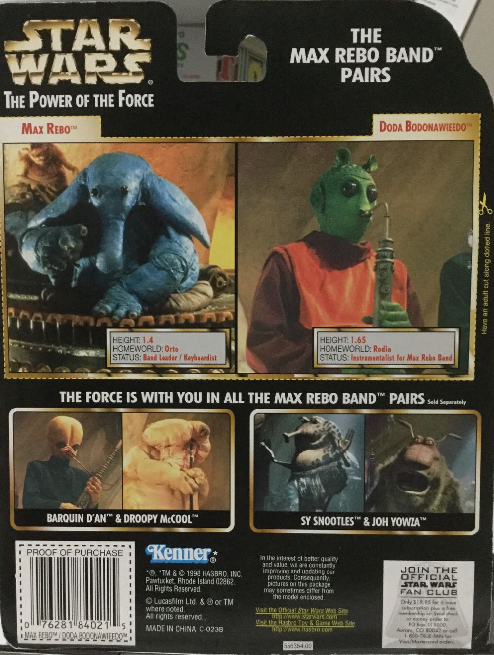 Power Of The Force (Band) - Max Rebo/ Doda Bodonawieedo - Hasbro (Return Of The Jedi) action figure collectible - Main Image 2