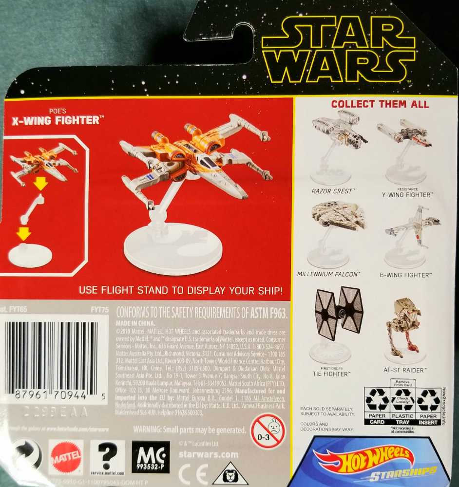 Hot Wheels Star Wars Vehicle Poe’s X-wing Fighter TROS - Hot Wheels from Mattel (Star Wars Hot Wheels) action figure collectible [Barcode 887961709445] - Main Image 2