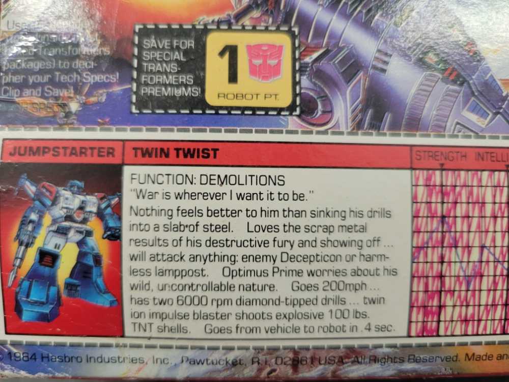Transformers Twin Twist G1 - Hasbro (Transformers G1) action figure collectible [Barcode 038976059319] - Main Image 3