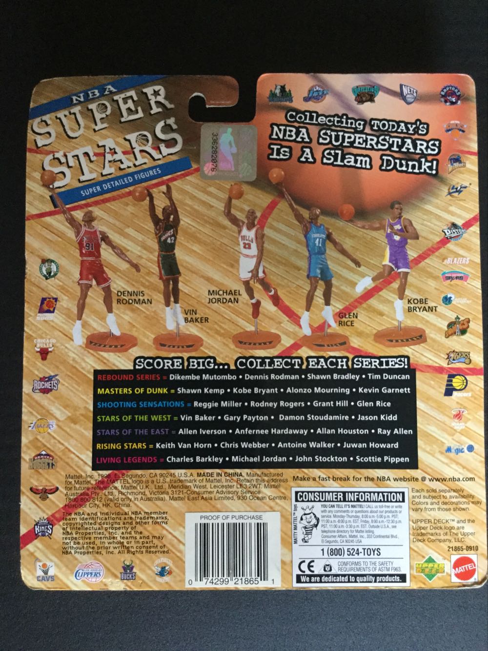 NBA Superstars Antoine Walker - Mattel action figure collectible [Barcode 074299218651] - Main Image 2