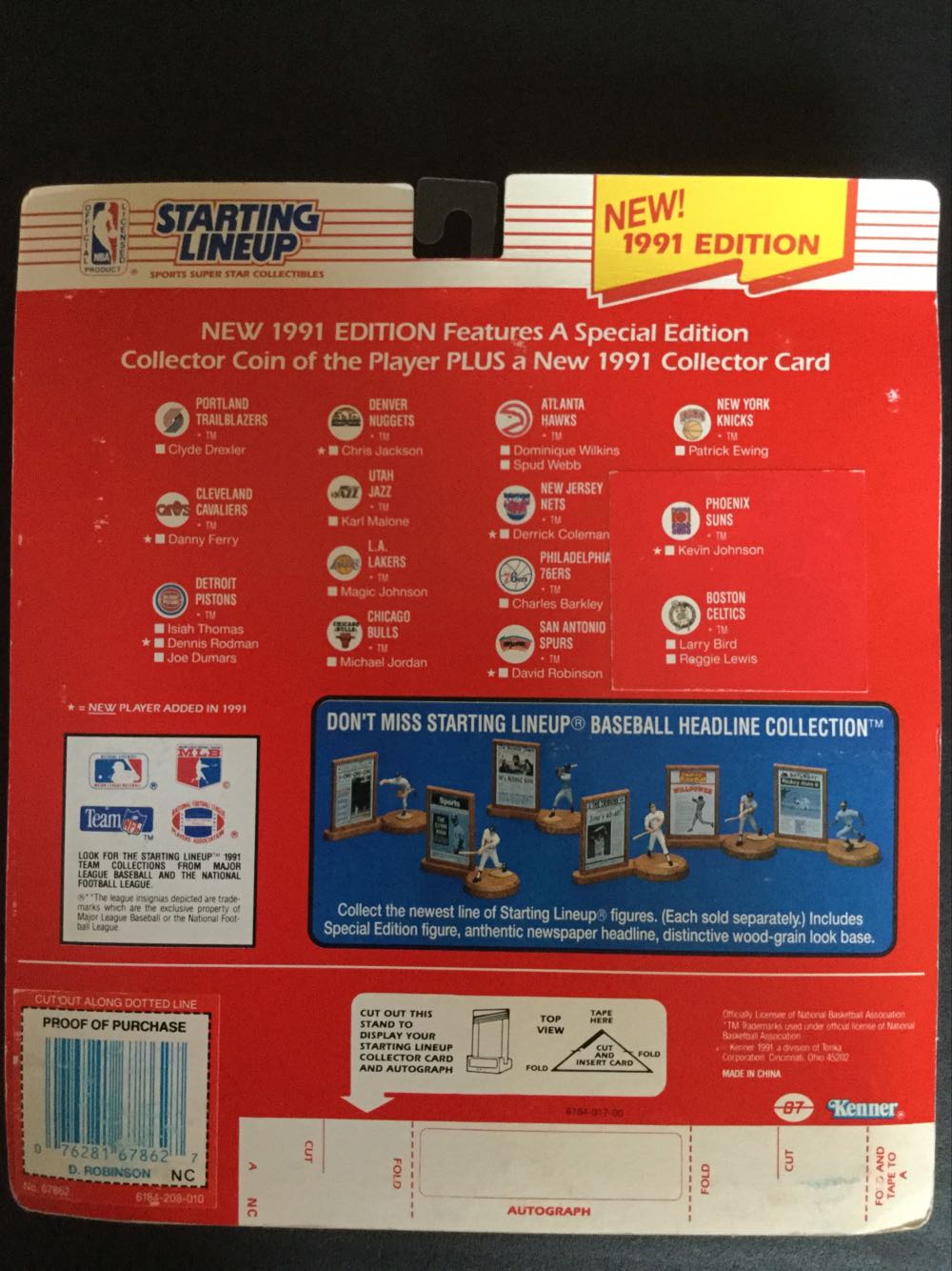 David Robinson • San Antonio Spurs - Kenner (Starting Lineup: Basketball) action figure collectible [Barcode 076281678627] - Main Image 2