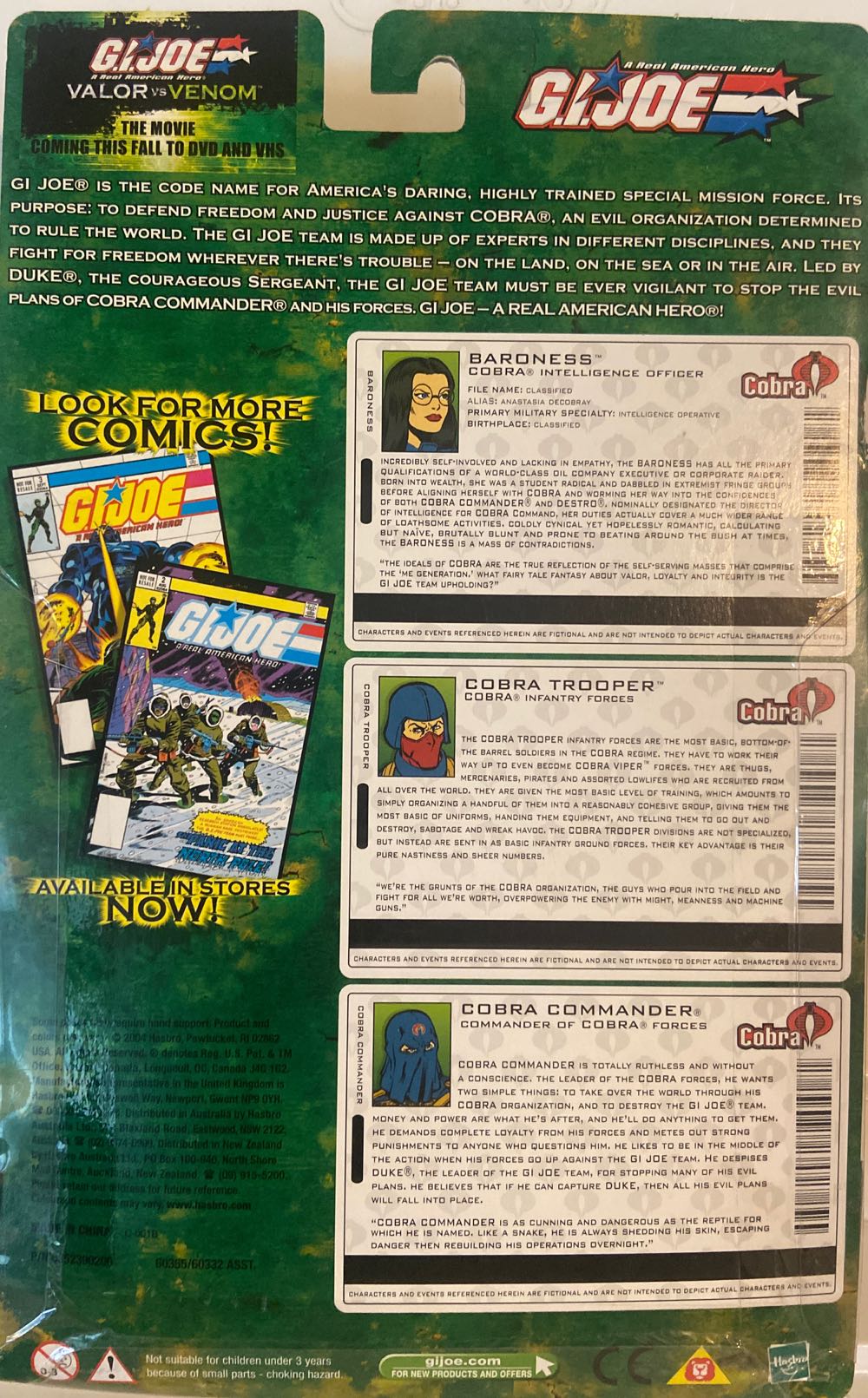 Vintage Comic 3 Pack - Baroness, Cobra Commander, Cobra Trooper - Hasbro (G.I.JOE A Real American Hero) action figure collectible [Barcode 076930603550] - Main Image 2