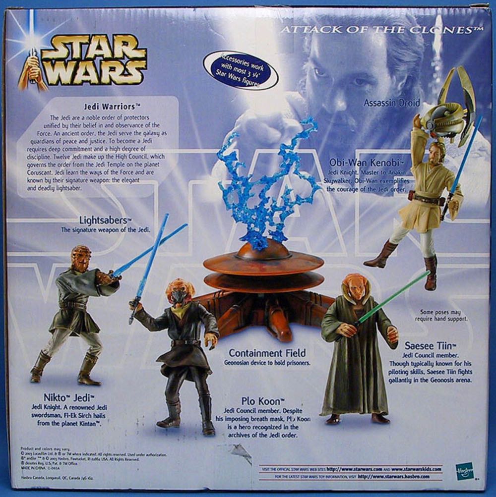 Jedi Warriors (Kenobi W/assassin Droid, Saesee Tiin, PLO Koon, “Nikto Jedi” Fi-Ek Sirch And Containment Field - Hasbro (ToysRUs Exclusive) action figure collectible [Barcode 076930267202] - Main Image 2