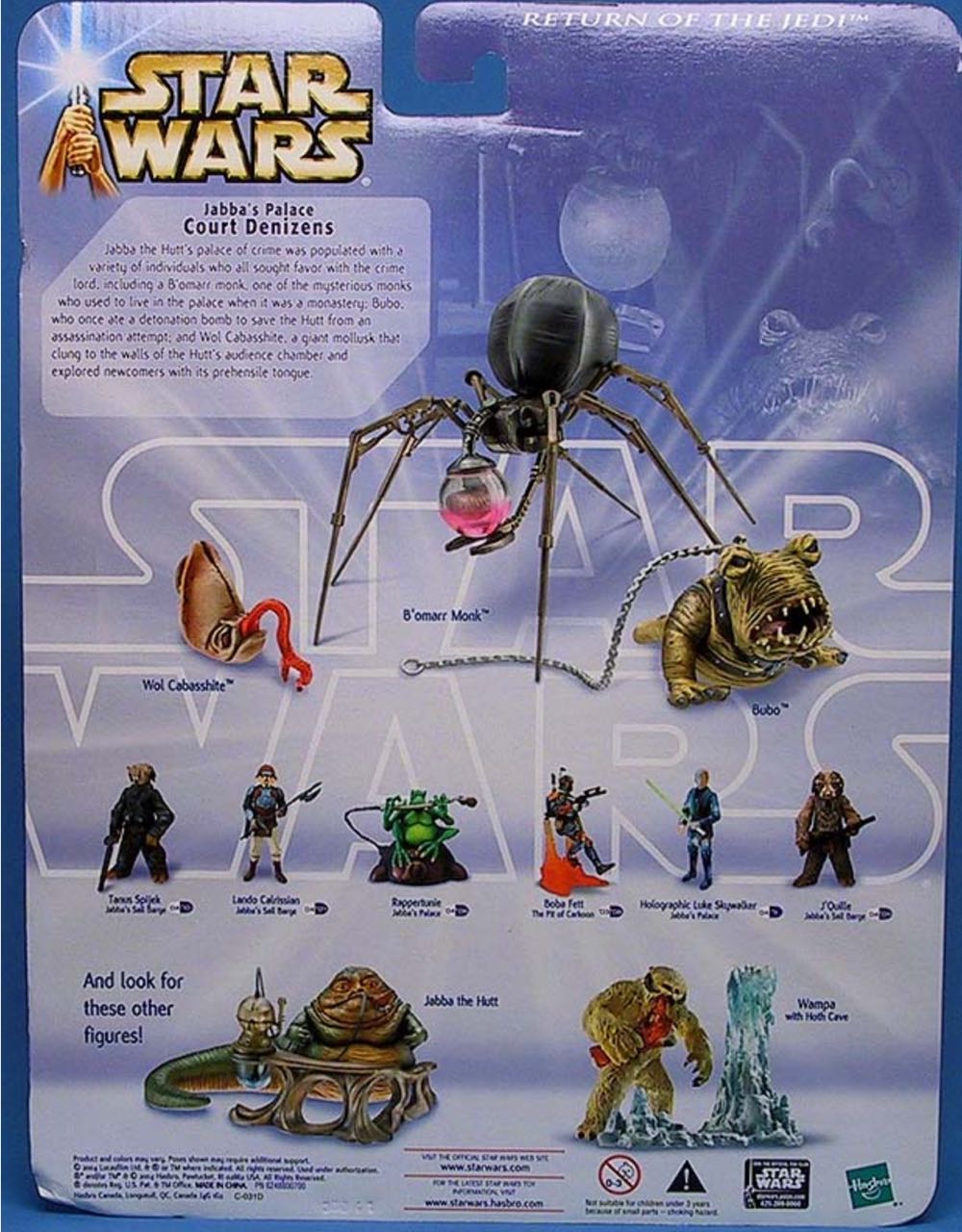 Jabba’s Palace Court Denizens (B’omarr monk, Bubo & Wol Cabasshite) - Hasbro (Star Wars: Episode VI - Return Of The Jedi) action figure collectible [Barcode 076930847411] - Main Image 2