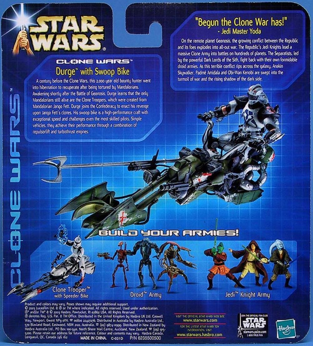 Durge With Swoop Bike (Separatist Forces) - Hasbro (Clone Wars (Realistic)(Deluxe Figures)) action figure collectible [Barcode 076930848449] - Main Image 2