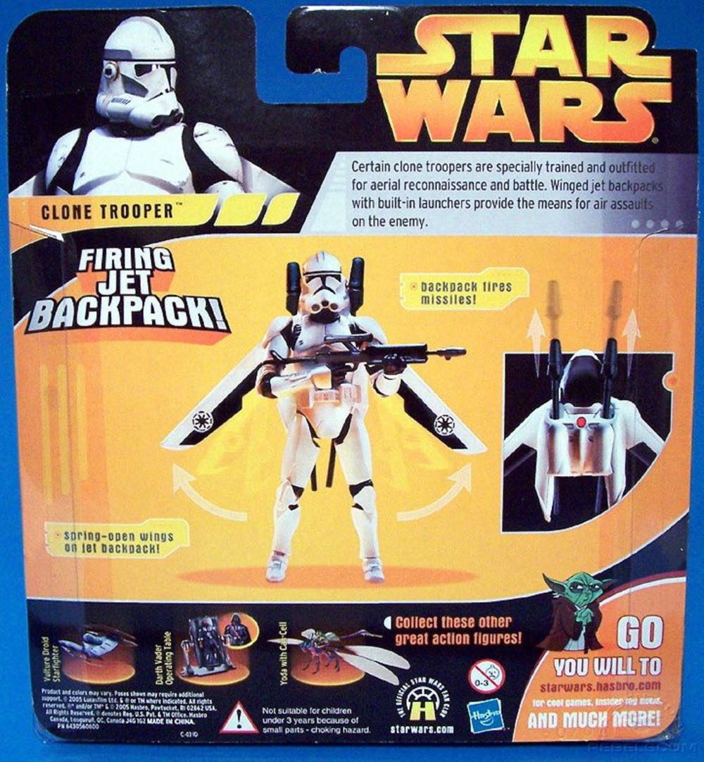 Deluxe Clone Trooper (Firing Jet Backpack!) - Hasbro (2005 Revenge of the Sith) action figure collectible [Barcode 653569039785] - Main Image 2