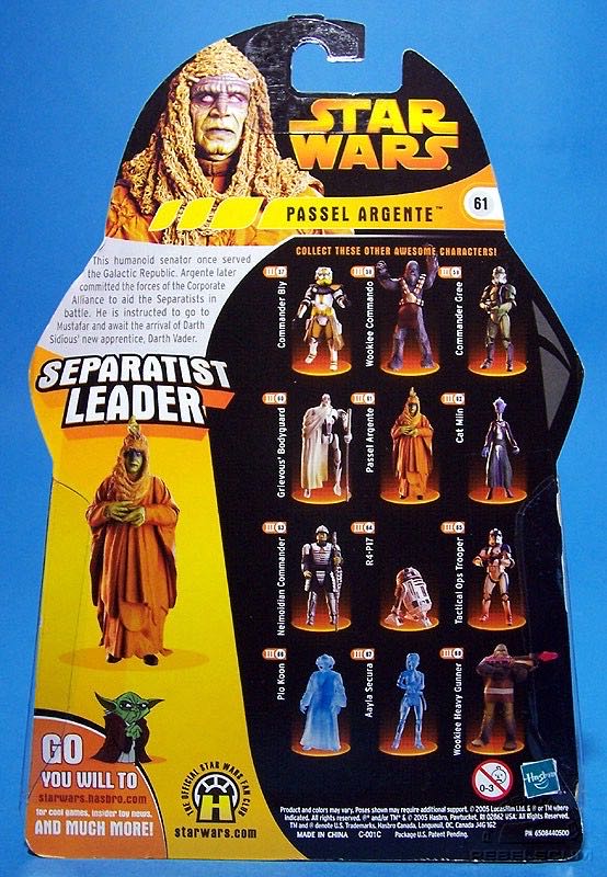 Passel Argente (Separatist Leader) #61  (Star Wars: Revenge Of The Sith) action figure collectible [Barcode 653569123057] - Main Image 2