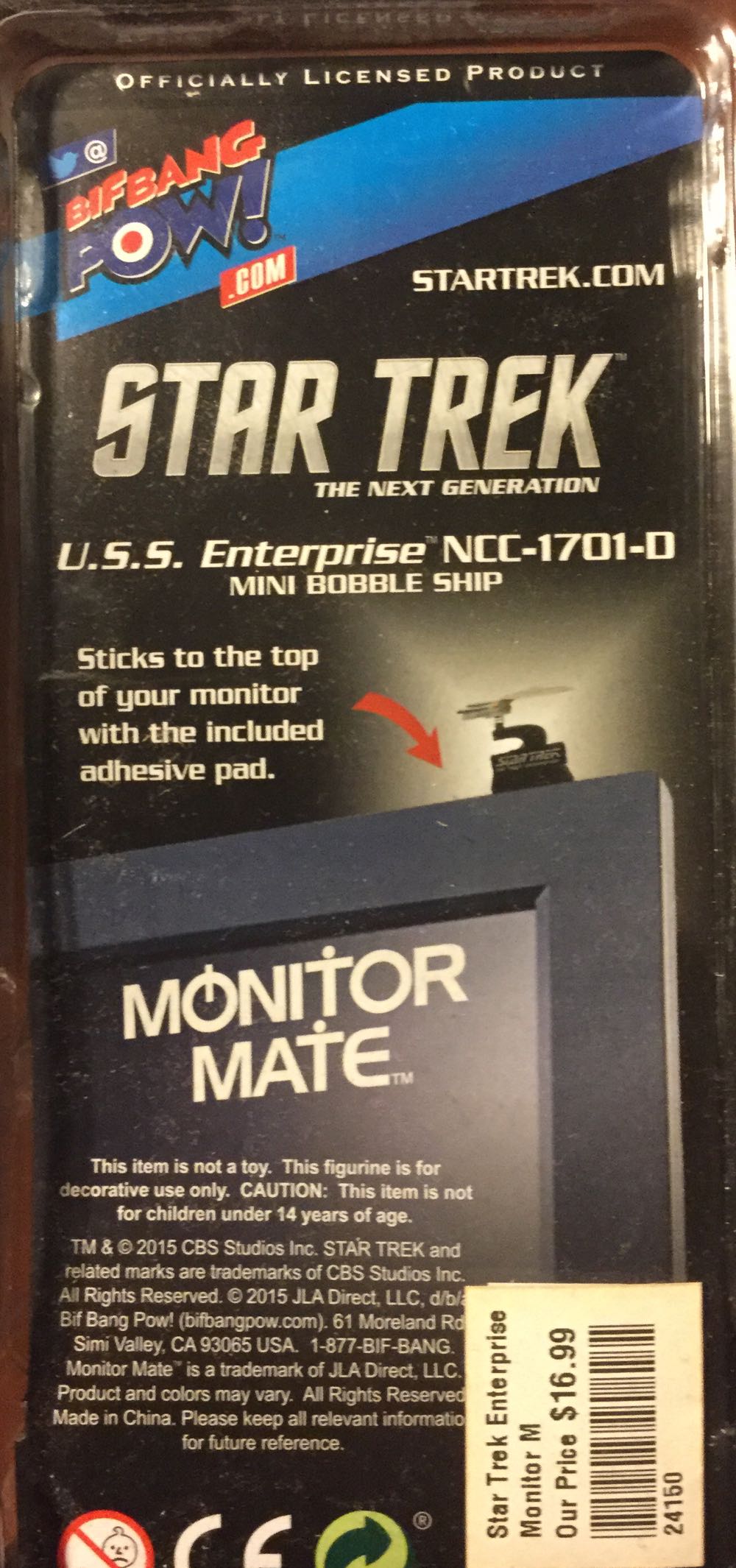 U.s.s. Enterprise D Monitor Mate - Bif Bang Pow! action figure collectible [Barcode 814826016301] - Main Image 2