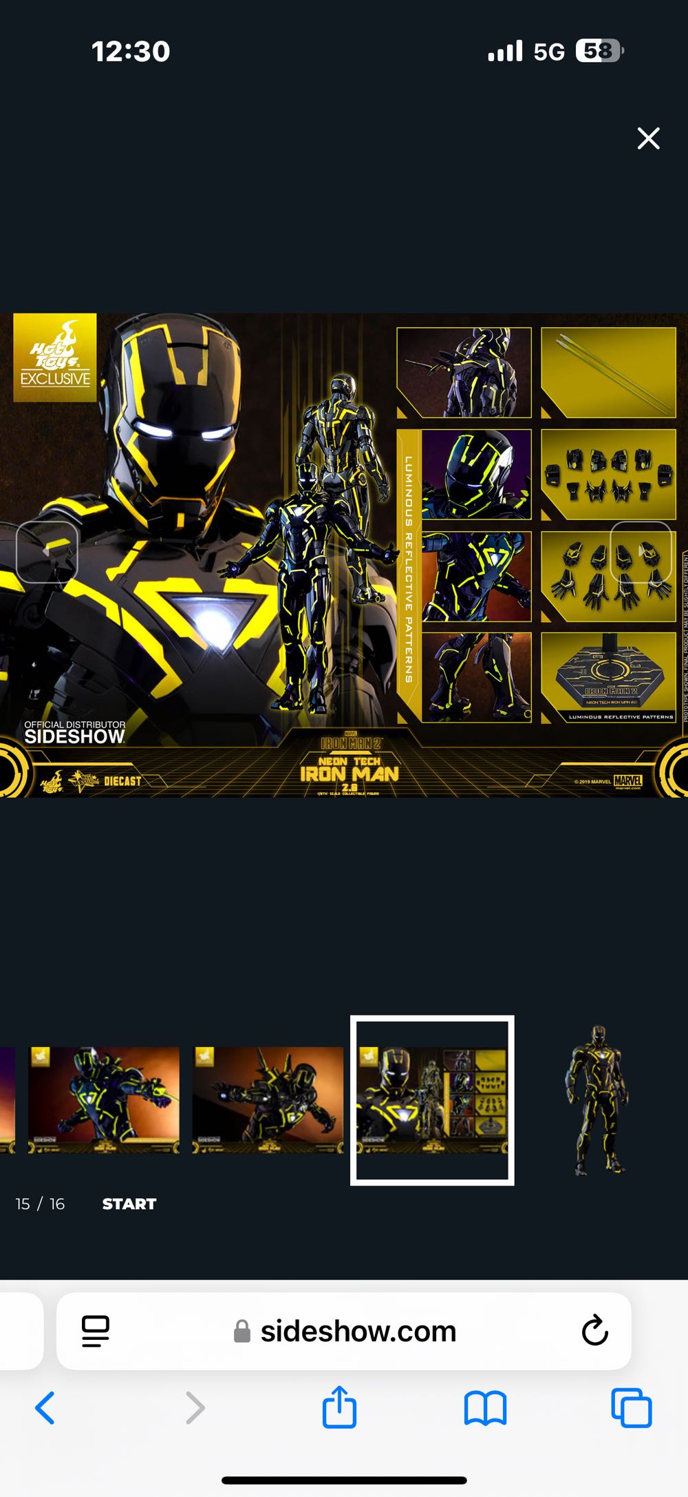 Hot Toys Marvel Iron Man Neon Tech Iron Man 2.0  - Hot Toys (Movie Masterpiece Series) action figure collectible [Barcode 4897011189758] - Main Image 2