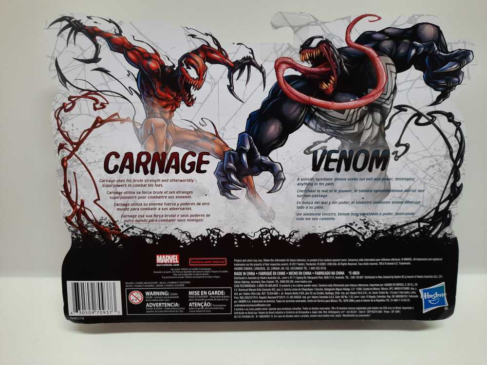 Venom And Carnage - Hasbro (Marvel: 6”) action figure collectible [Barcode 630509709373] - Main Image 2