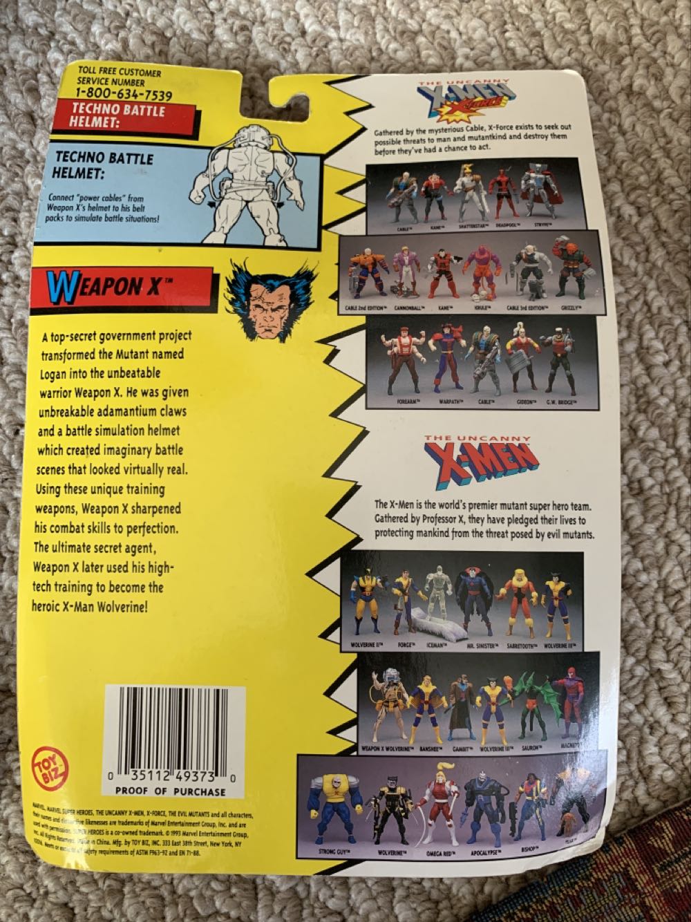 X-Men: Weapon X Wolverine 4th Edition - Silver Cables - Toy Biz (The Uncanny X-Men) action figure collectible [Barcode 035112493730] - Main Image 2