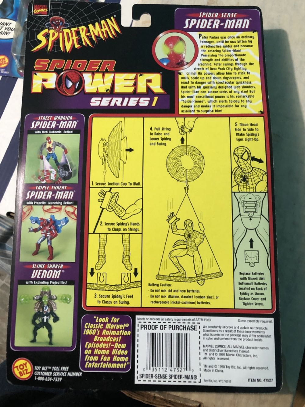 Spiderman (Spider-Sense) - Toy Biz (Spider-Man The Animated Series) action figure collectible [Barcode 035112475279] - Main Image 2