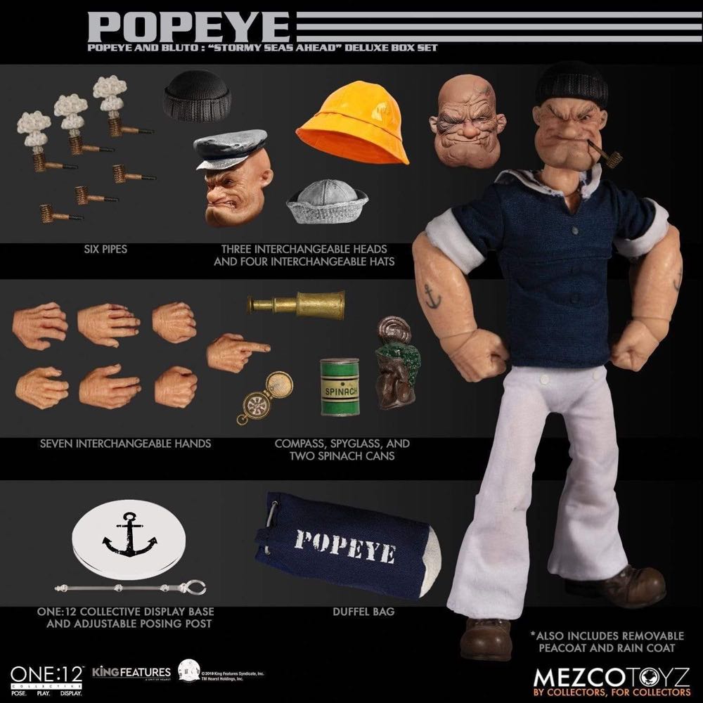 Mezco One:12 Collective: Popeye The Sailor Man - Popeye & Bluto Stormy Seas Ahead (Deluxe Box Set) - Mezco (One:12 Collective) action figure collectible [Barcode 696198764710] - Main Image 3