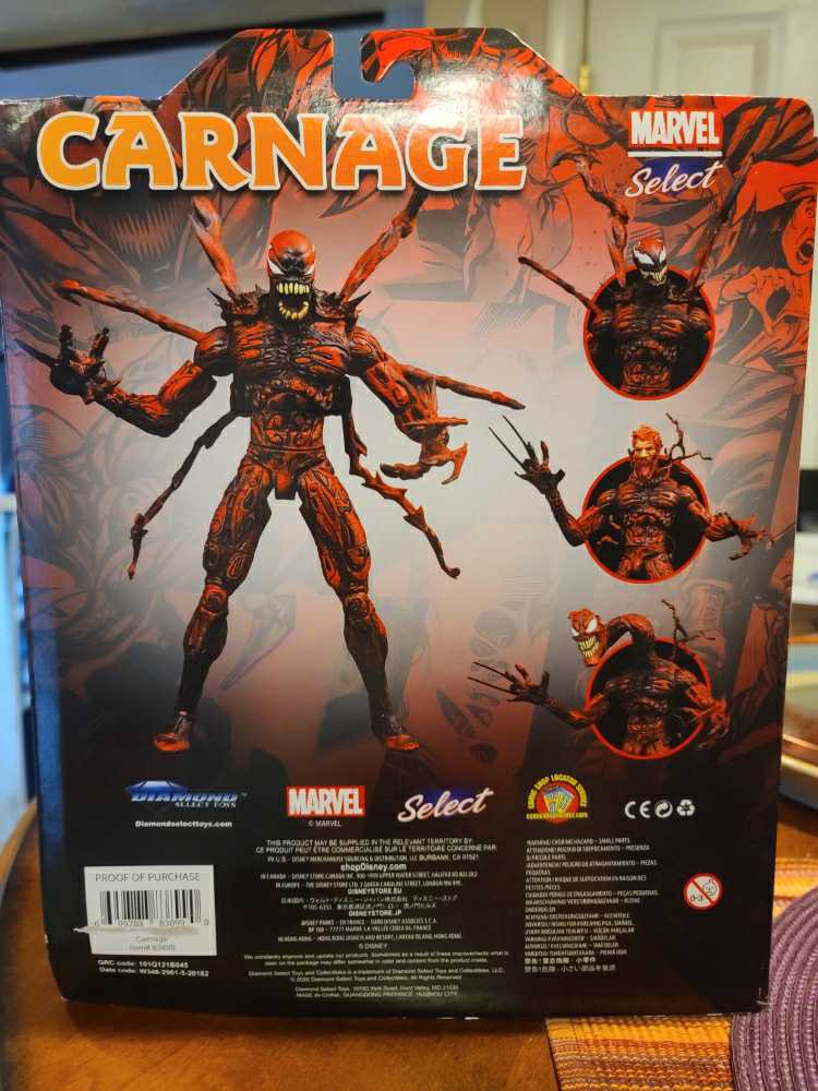 Carnage Marvel Select - Diamond Select (Marvel Select Disney Store Exclusive) action figure collectible [Barcode 699788838990] - Main Image 2