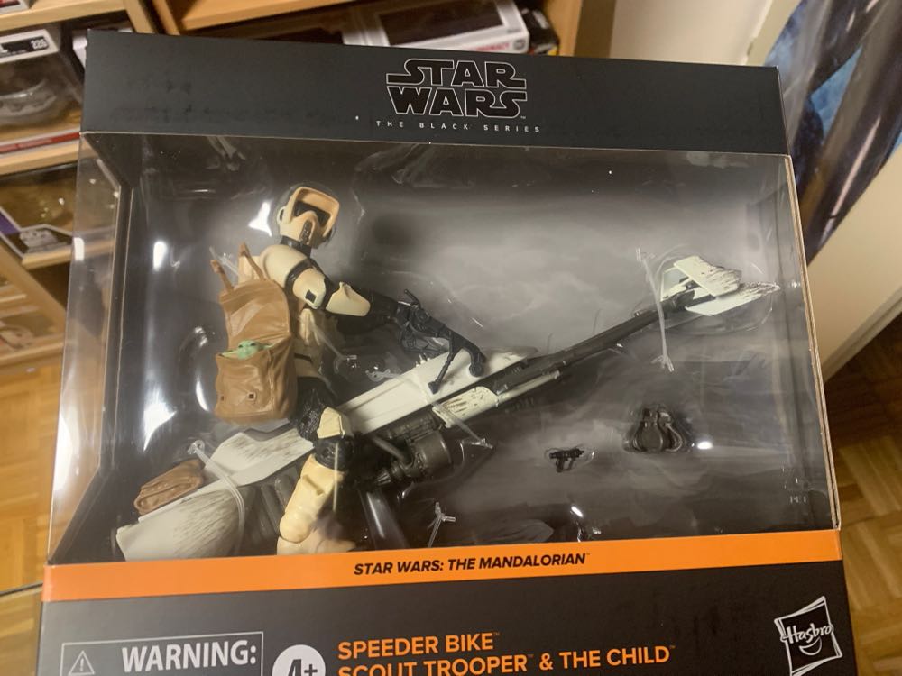 (D) Speeder Bike & Scout Trooper & The Child - Hasbro (Star Wars Black 6”) (Star Wars Black 6 inch) action figure collectible [Barcode 5010993773282] - Main Image 2