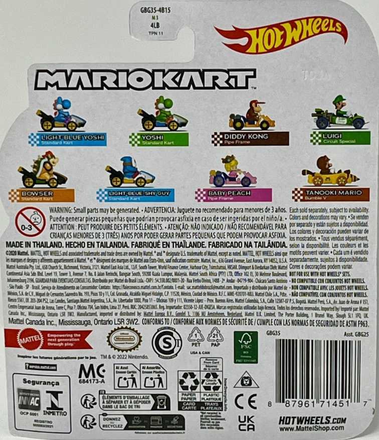 Hot Wheels-Mario Kart- Light Blue Yoshi (Standard Kart) - Mattel (Hot Wheels Mario Kart) action figure collectible [Barcode 887961714517] - Main Image 3