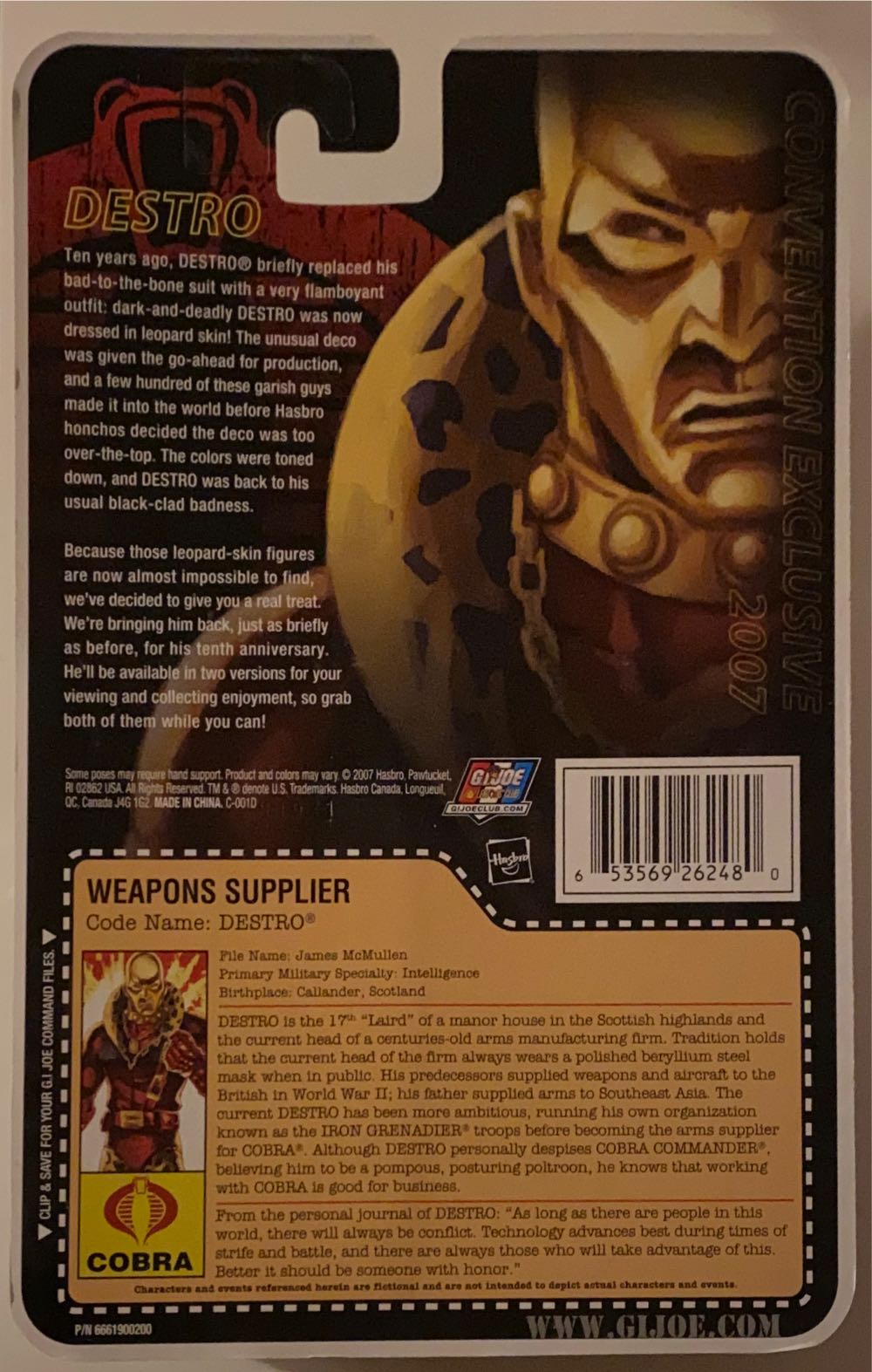 Destro (2007 Convention Exclusive - Gold Head) - Hasbro (G.I. Joe: 25th Anniversary) action figure collectible [Barcode 653569262480] - Main Image 2