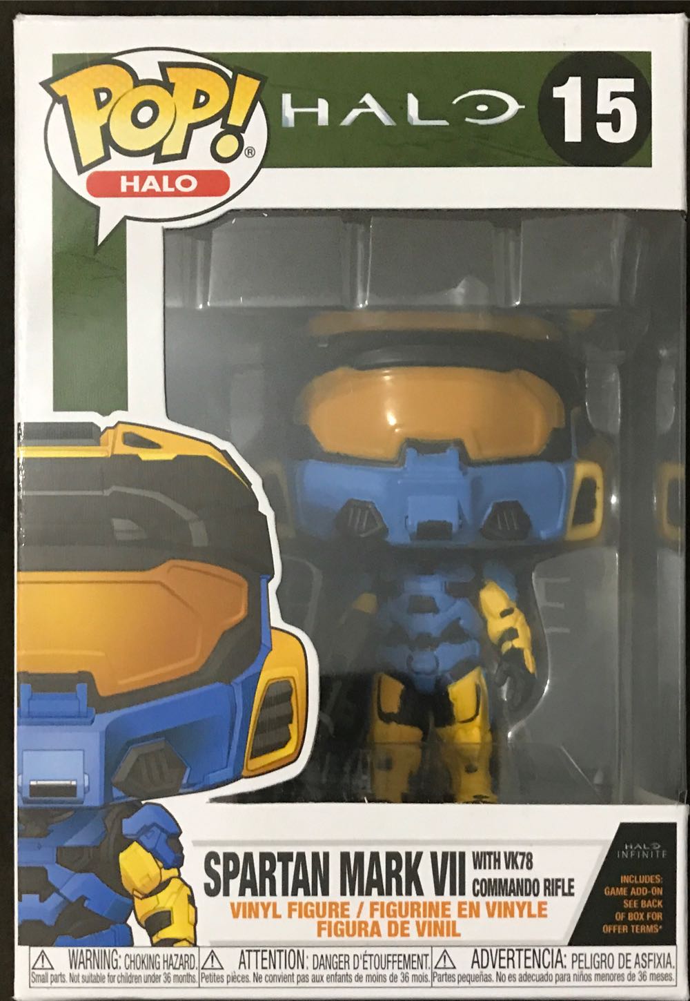 Halo Infinite: Spartan Mark Vii With Vk78 Blue & Yellow With Game Add On #15 - Funko Pop! (HALO) action figure collectible [Barcode 889698511049] - Main Image 2