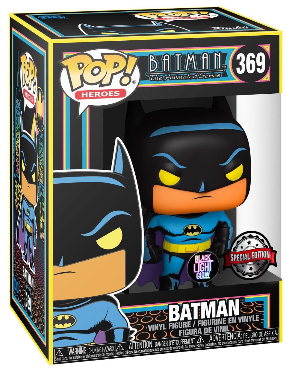 Batman (Batman The Animated Series - Black Light Glow) 369 Special Edition  action figure collectible [Barcode 889698517256] - Main Image 2