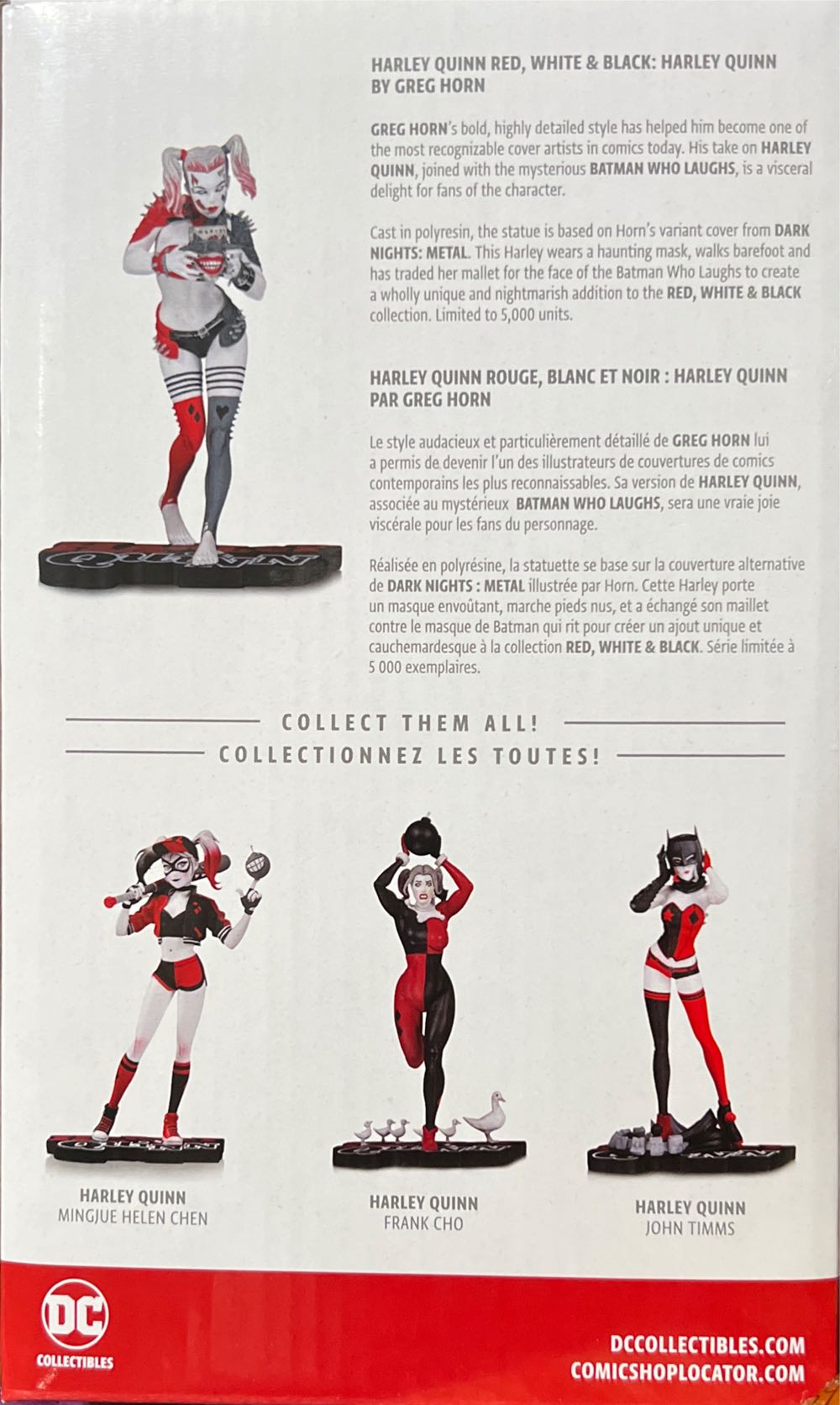 Dc Collectibles Harley Quinn Red White & Black: Metal Harley Quinn By Greg Horn Statue - DC (DC Collectibles) action figure collectible [Barcode 761941358390] - Main Image 3