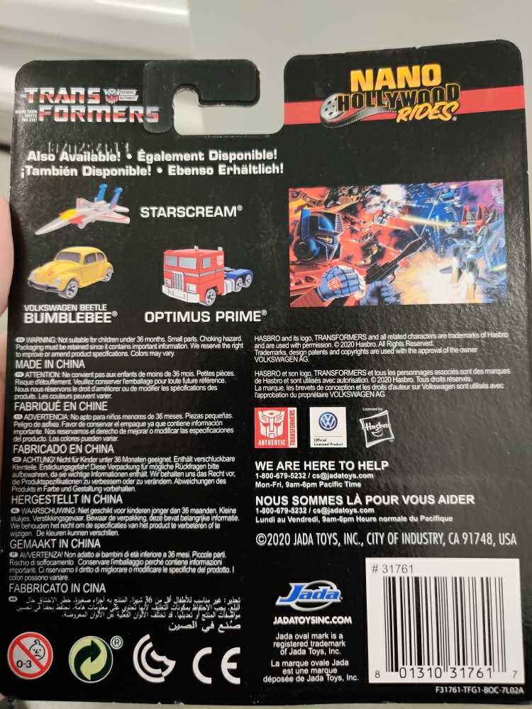 Jada Transformers NANO HOLLYWOOD Rides - Jada (Transformers Nano Hollywood Rides) action figure collectible [Barcode 801310317617] - Main Image 2